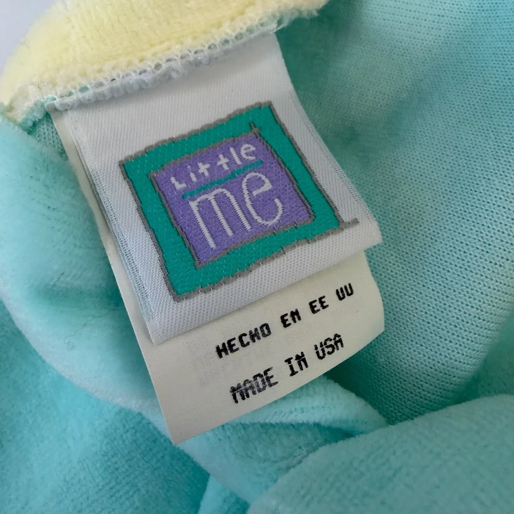 VTG NWT Adorable Unisex Baby 9 mos Little Me‎ Mint Teal Pastel Velour Playwear
